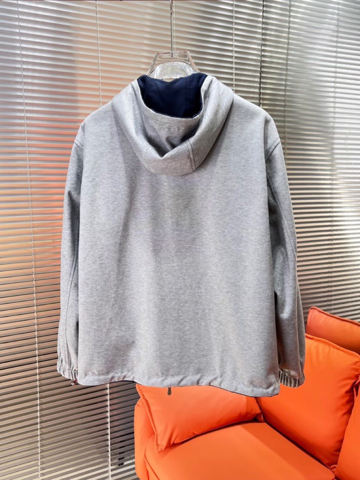 Brunello Cucinelli BC 2025ss 秋冬新品男士针织羊毛双面连帽夹克外套，高奢内敛