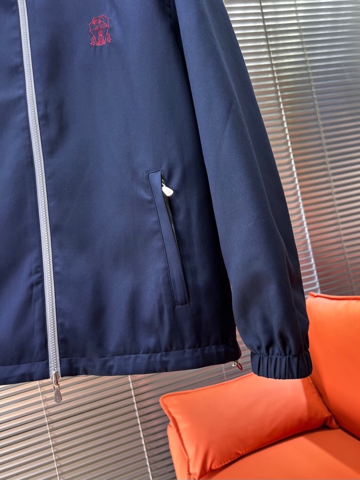 Brunello Cucinelli BC 2025ss 秋冬新品男士针织羊毛双面连帽夹克外套，高奢内敛