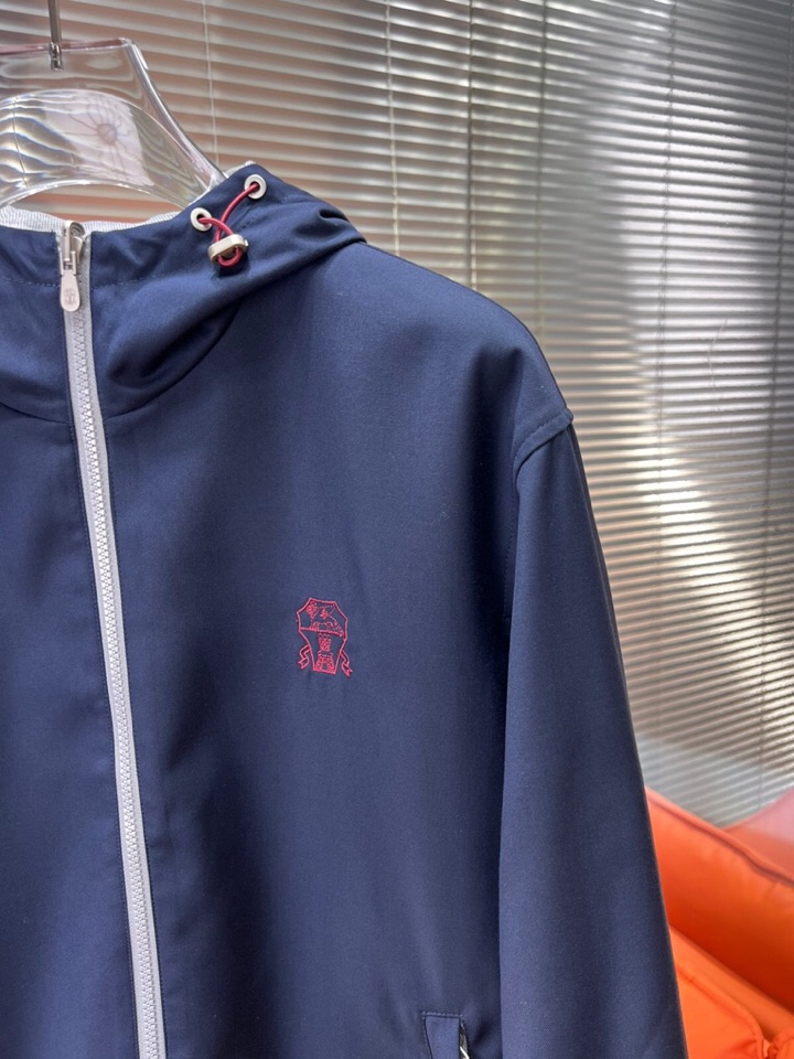 Brunello Cucinelli BC 2025ss 秋冬新品男士针织羊毛双面连帽夹克外套，高奢内敛