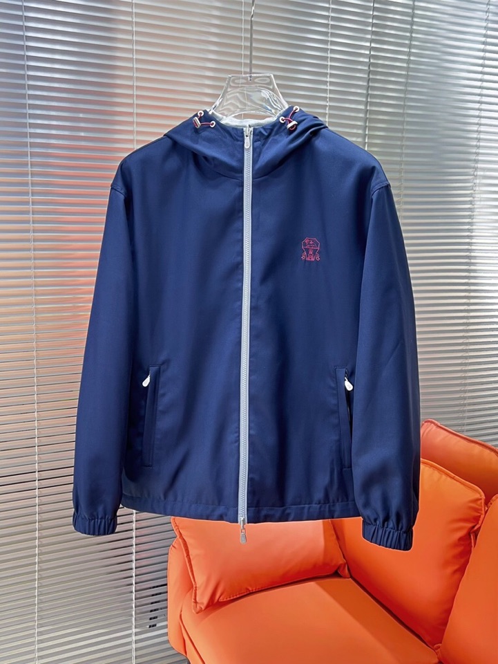 Brunello Cucinelli BC 2025ss 秋冬新品男士针织羊毛双面连帽夹克外套，高奢内敛