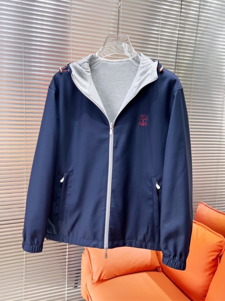 Brunello Cucinelli BC 2025ss 秋冬新品男士针织羊毛双面连帽夹克外套，高奢内敛