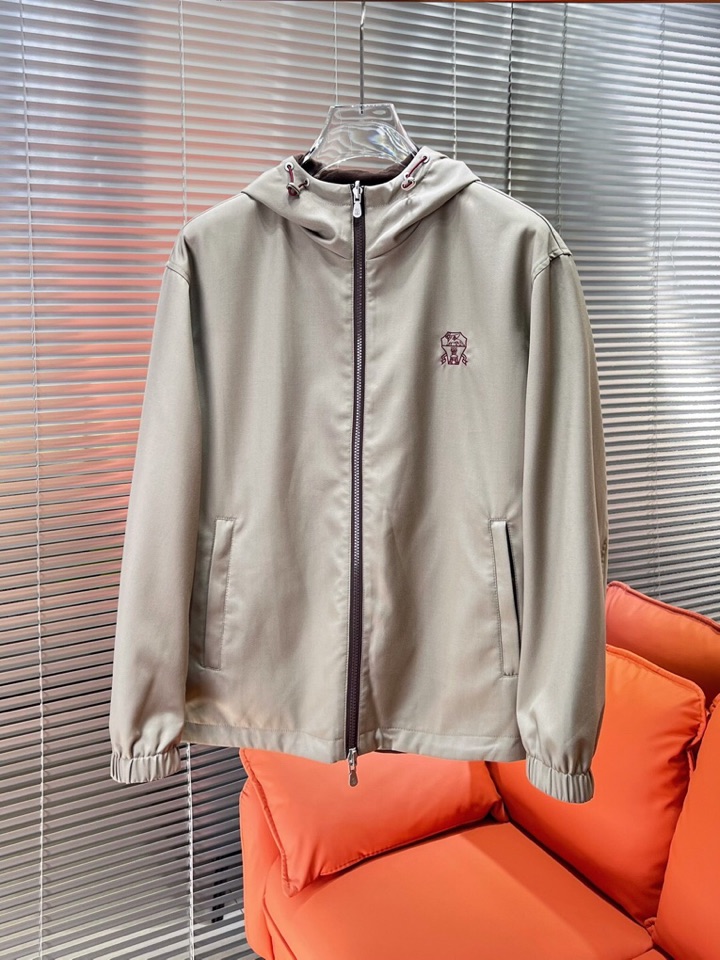 Brunello Cucinelli BC 2025ss 秋冬新品男士针织羊毛双面连帽夹克外套，高奢内敛