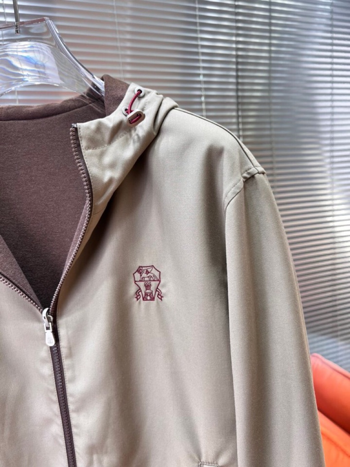 Brunello Cucinelli BC 2025ss 秋冬新品男士针织羊毛双面连帽夹克外套，高奢内敛