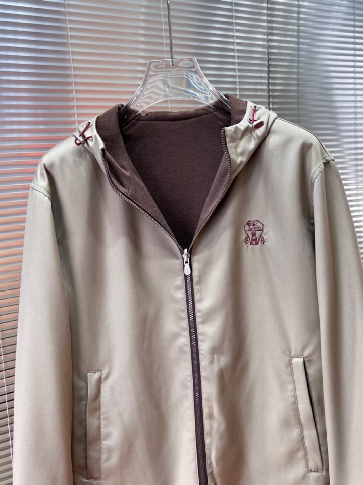 Brunello Cucinelli BC 2025ss 秋冬新品男士针织羊毛双面连帽夹克外套，高奢内敛