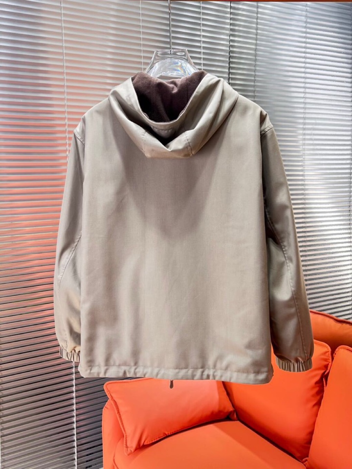 Brunello Cucinelli BC 2025ss 秋冬新品男士针织羊毛双面连帽夹克外套，高奢内敛