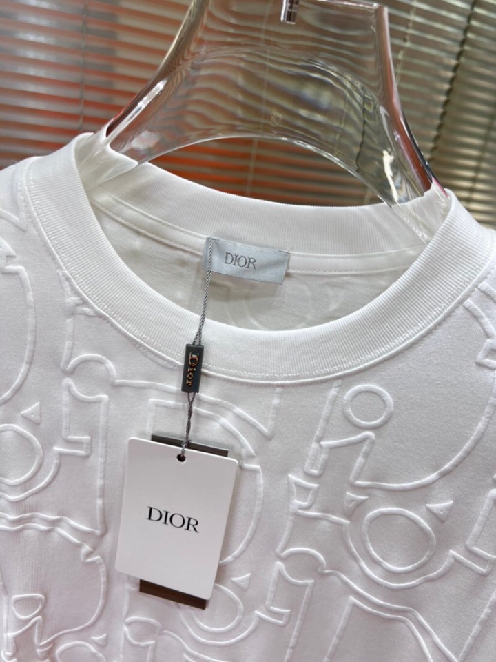 Dior 迪奥2025新款圆领长袖T恤，男女同款情侣款，数码植绒发泡字母logo·定制280克重纯棉面料