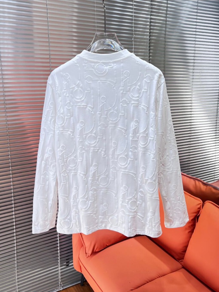 Dior 迪奥2025新款圆领长袖T恤，男女同款情侣款，数码植绒发泡字母logo·定制280克重纯棉面料