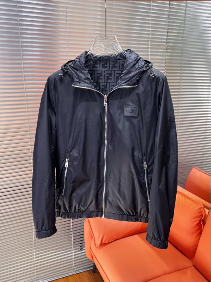 FENDI 芬迪新款原单男士双面穿连帽夹克外套 ✨渠道特供 高端货✨简约经典大爆款 原版聚酯纤维创新科技