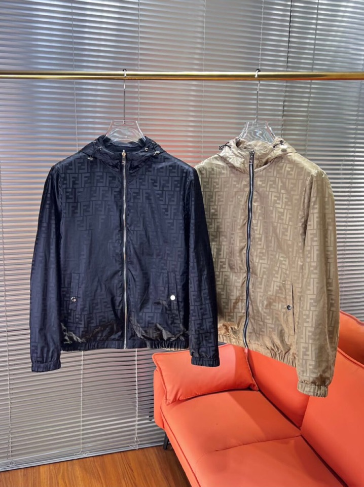 FENDI 芬迪新款原单男士双面穿连帽夹克外套 ✨渠道特供 高端货✨简约经典大爆款 原版聚酯纤维创新科技