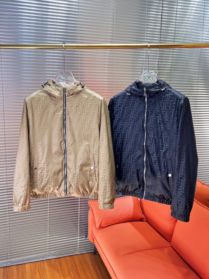 FENDI 芬迪新款原单男士双面穿连帽夹克外套 ✨渠道特供 高端货✨简约经典大爆款 原版聚酯纤维创新科技