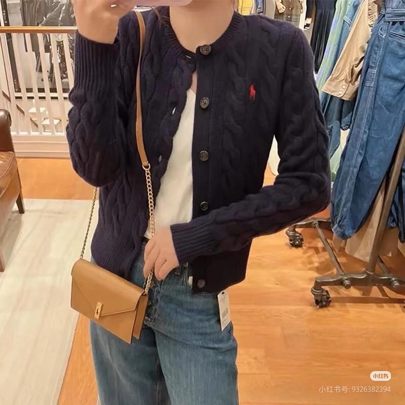 拉夫劳伦 🌺女款🌺 25官网秋冬季最新款立体扭花开衫毛衣，同步在售爆款！特供羊毛混纺面料.手感舒适.可直