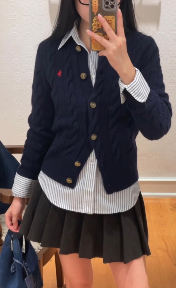 拉夫劳伦 🌺女款🌺 25官网秋冬季最新款立体扭花开衫毛衣，同步在售爆款！特供羊毛混纺面料.手感舒适.可直