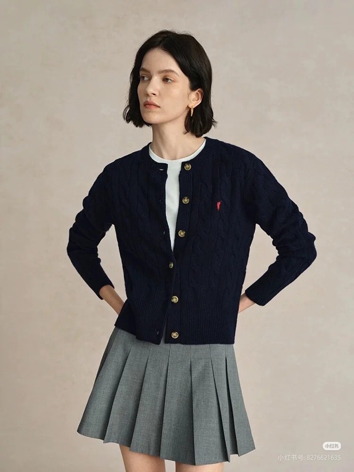 拉夫劳伦 🌺女款🌺 25官网秋冬季最新款立体扭花开衫毛衣，同步在售爆款！特供羊毛混纺面料.手感舒适.可直