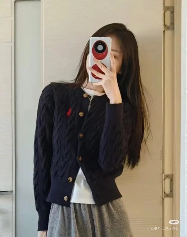 拉夫劳伦 🌺女款🌺 25官网秋冬季最新款立体扭花开衫毛衣，同步在售爆款！特供羊毛混纺面料.手感舒适.可直