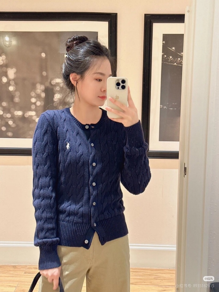 拉夫劳伦 🌺女款🌺 25官网秋冬季最新款立体扭花开衫毛衣，同步在售爆款！特供羊毛混纺面料.手感舒适.可直