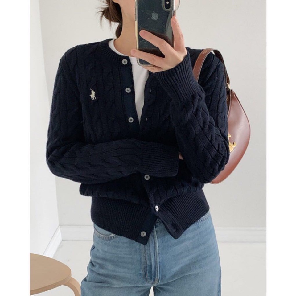 拉夫劳伦 🌺女款🌺 25官网秋冬季最新款立体扭花开衫毛衣，同步在售爆款！特供羊毛混纺面料.手感舒适.可直