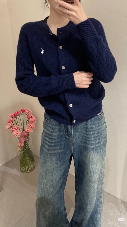 拉夫劳伦 🌺女款🌺 25官网秋冬季最新款立体扭花开衫毛衣，同步在售爆款！特供羊毛混纺面料.手感舒适.可直