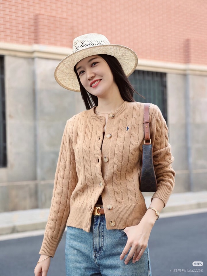 拉夫劳伦 🌺女款🌺 25官网秋冬季最新款立体扭花开衫毛衣，同步在售爆款！特供羊毛混纺面料.手感舒适.可直