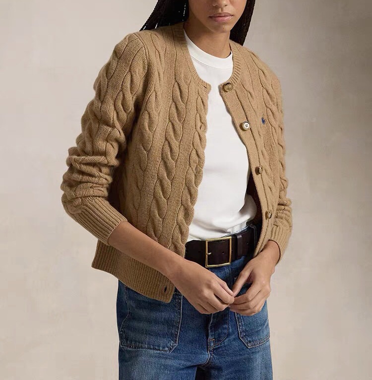 拉夫劳伦 🌺女款🌺 25官网秋冬季最新款立体扭花开衫毛衣，同步在售爆款！特供羊毛混纺面料.手感舒适.可直