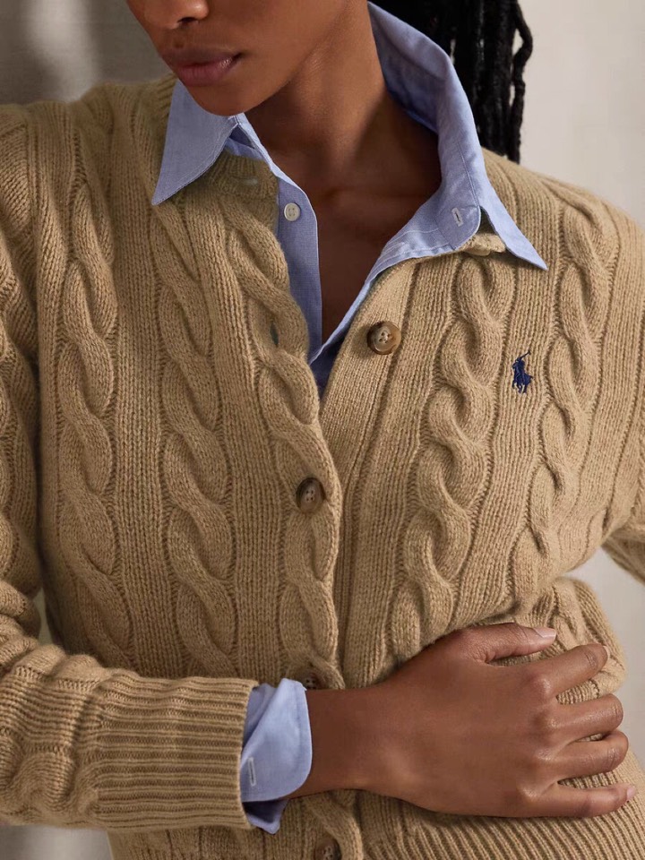 拉夫劳伦 🌺女款🌺 25官网秋冬季最新款立体扭花开衫毛衣，同步在售爆款！特供羊毛混纺面料.手感舒适.可直