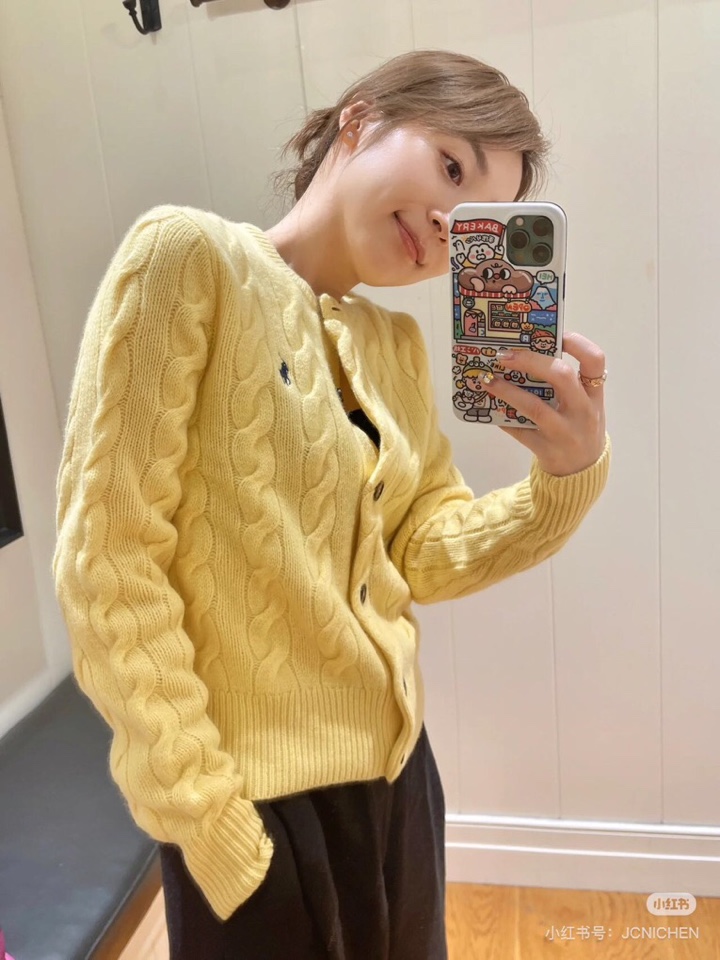 拉夫劳伦 🌺女款🌺 25官网秋冬季最新款立体扭花开衫毛衣，同步在售爆款！特供羊毛混纺面料.手感舒适.可直