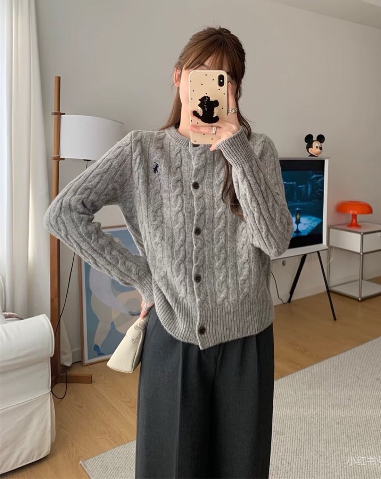 拉夫劳伦 🌺女款🌺 25官网秋冬季最新款立体扭花开衫毛衣，同步在售爆款！特供羊毛混纺面料.手感舒适.可直