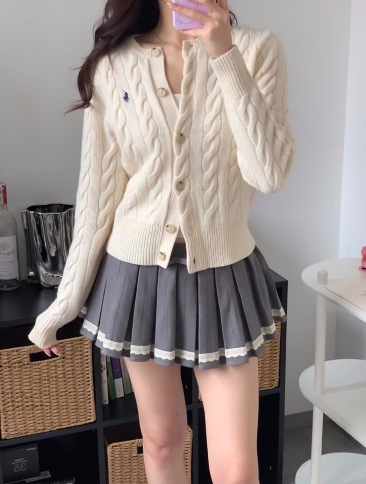 拉夫劳伦 🌺女款🌺 25官网秋冬季最新款立体扭花开衫毛衣，同步在售爆款！特供羊毛混纺面料.手感舒适.可直