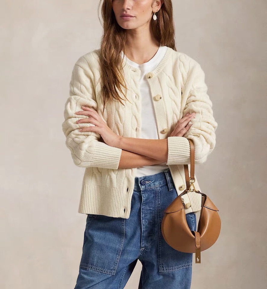 拉夫劳伦 🌺女款🌺 25官网秋冬季最新款立体扭花开衫毛衣，同步在售爆款！特供羊毛混纺面料.手感舒适.可直