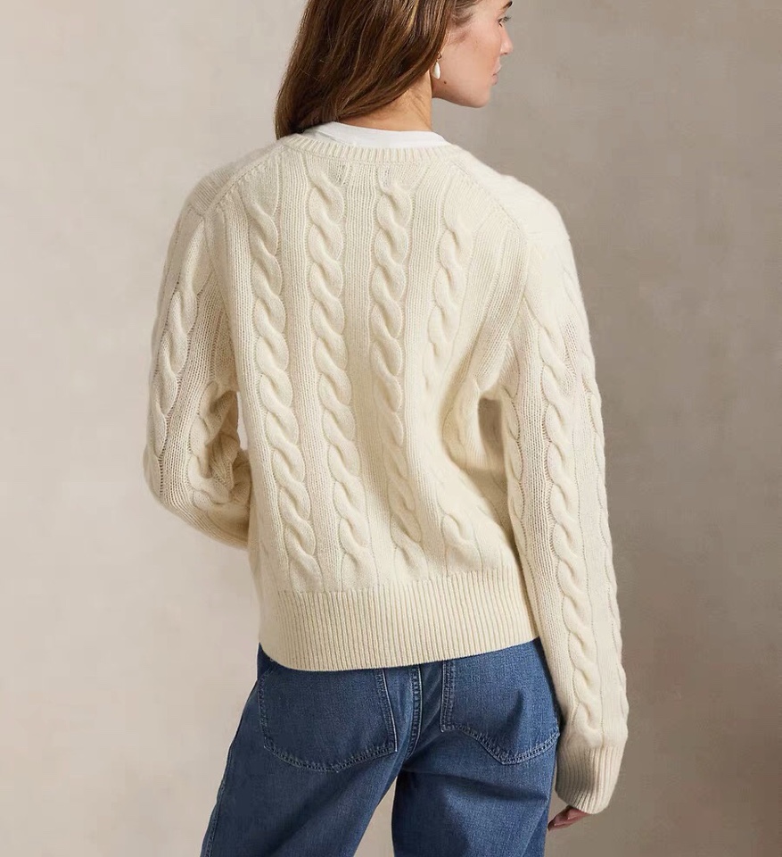 拉夫劳伦 🌺女款🌺 25官网秋冬季最新款立体扭花开衫毛衣，同步在售爆款！特供羊毛混纺面料.手感舒适.可直