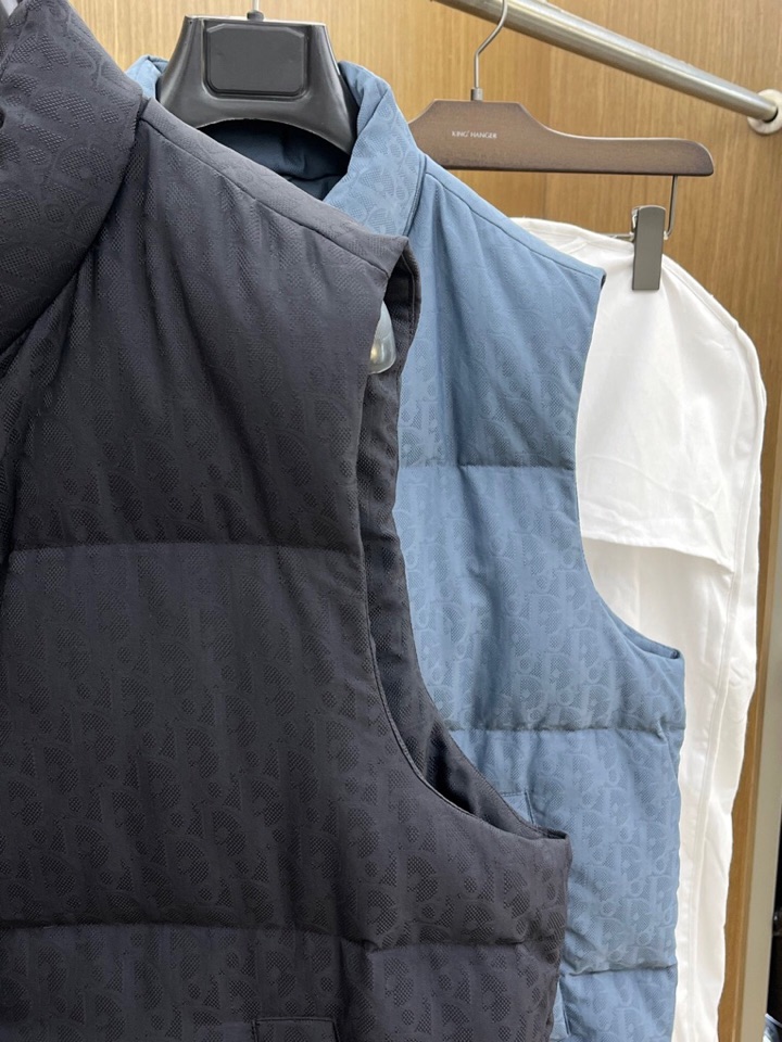 Dior 迪奥25FW新款印花羽绒马甲，男女同款情侣款，面料采用科技提花技术：在面料上应用激光提花技术，