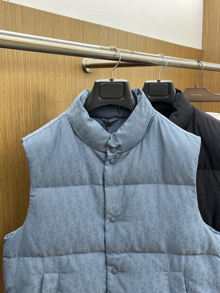 Dior 迪奥25FW新款印花羽绒马甲，男女同款情侣款，面料采用科技提花技术：在面料上应用激光提花技术，