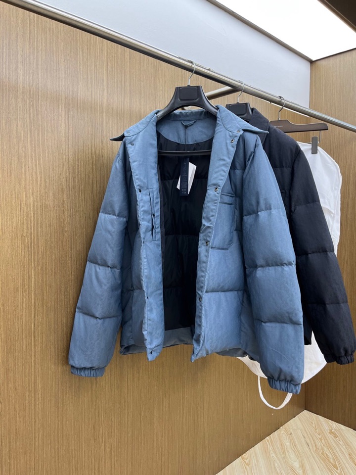 Dior 迪奥25FW新款印花翻领羽绒服，男女同款情侣款，面料采用科技提花技术：在面料上应用激光提花技术