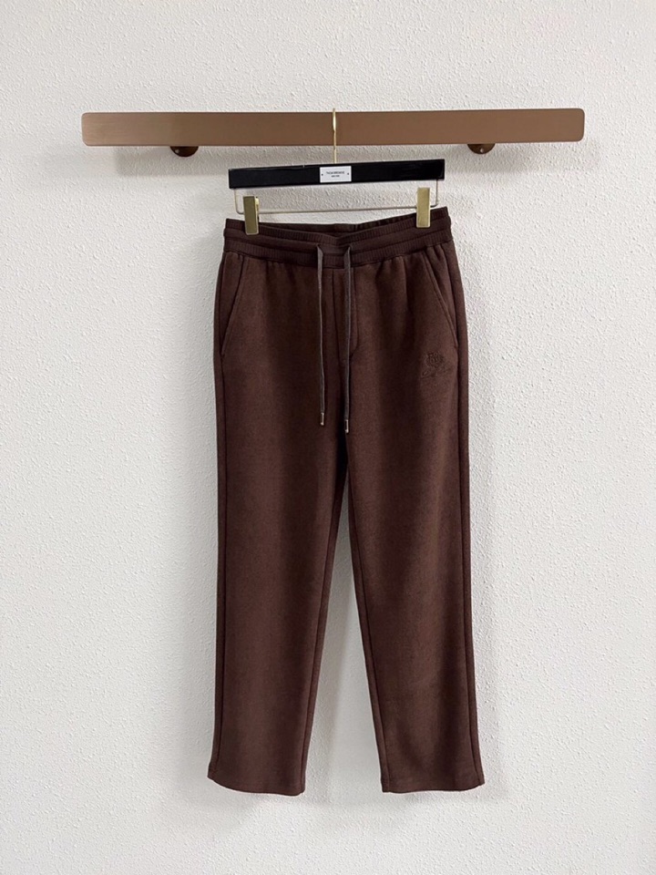 Loro Piana 诺悠翩雅lP🆕 秋冬保暖有型高密度毛巾面混纺松紧腰直脚休闲裤，经典百搭 标志刺绣的