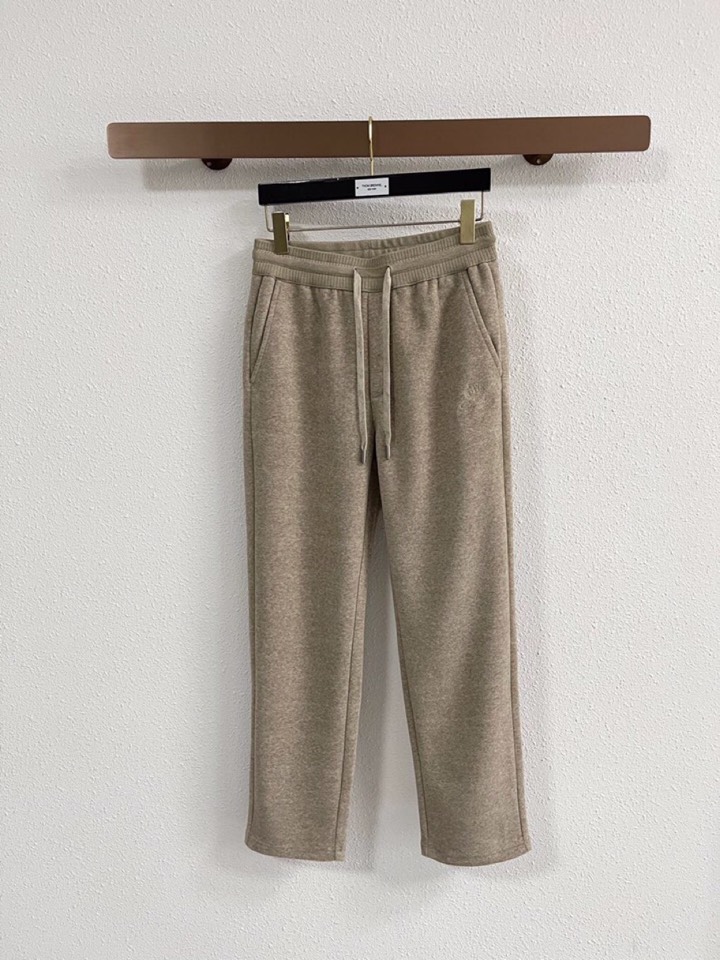 Loro Piana 诺悠翩雅lP🆕 秋冬保暖有型高密度毛巾面混纺松紧腰直脚休闲裤，经典百搭 标志刺绣的