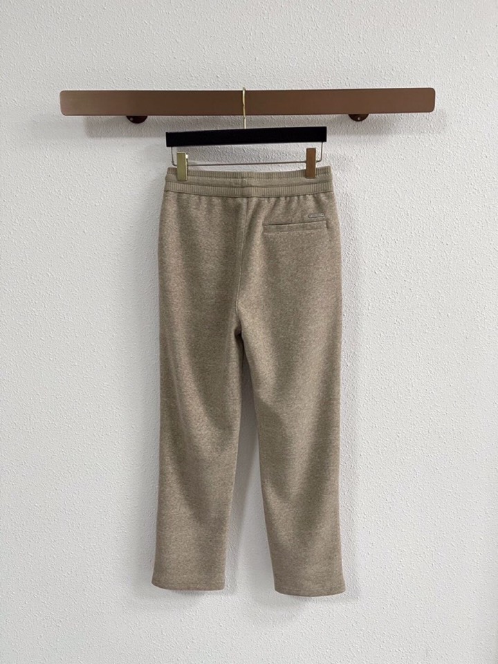 Loro Piana 诺悠翩雅lP🆕 秋冬保暖有型高密度毛巾面混纺松紧腰直脚休闲裤，经典百搭 标志刺绣的