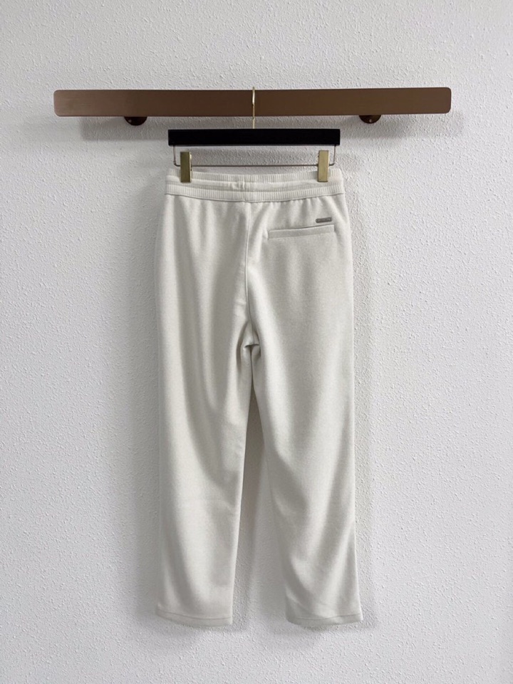 Loro Piana 诺悠翩雅lP🆕 秋冬保暖有型高密度毛巾面混纺松紧腰直脚休闲裤，经典百搭 标志刺绣的