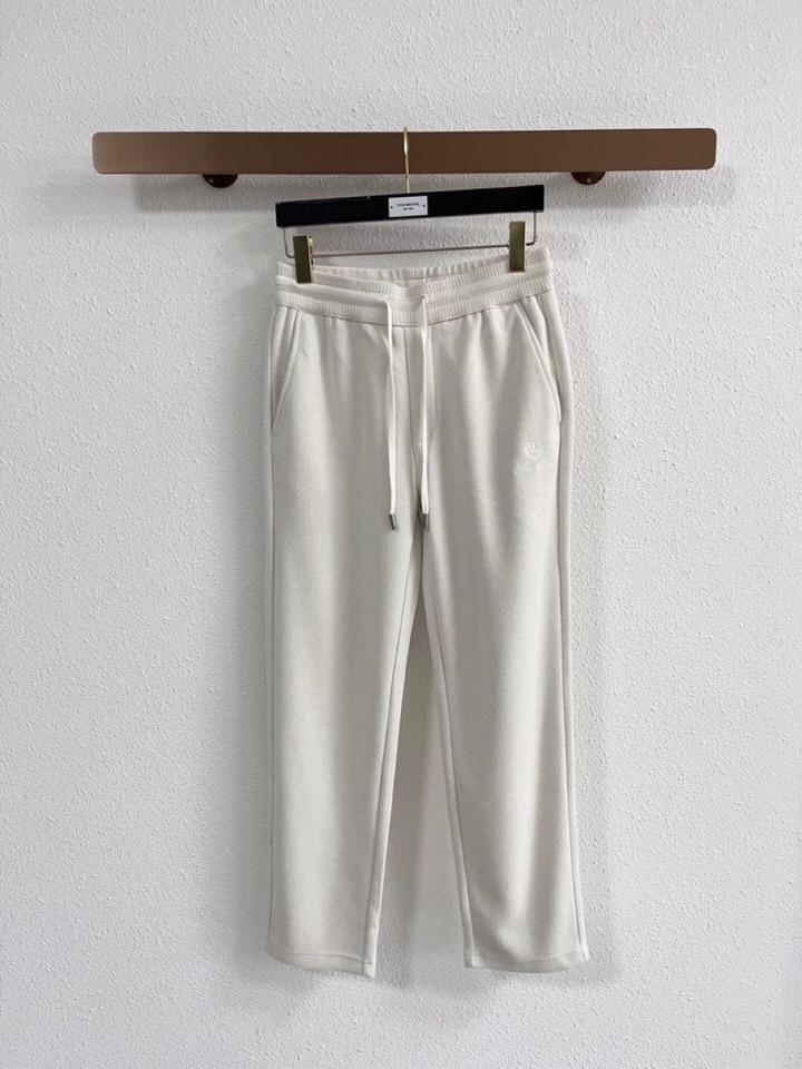 Loro Piana 诺悠翩雅lP🆕 秋冬保暖有型高密度毛巾面混纺松紧腰直脚休闲裤，经典百搭 标志刺绣的