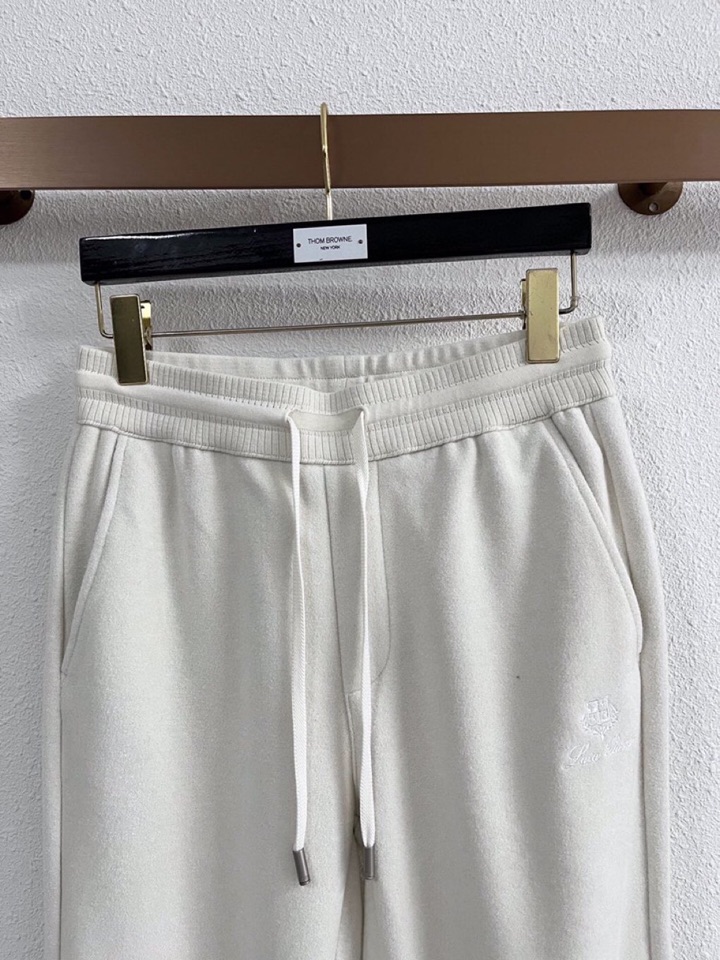 Loro Piana 诺悠翩雅lP🆕 秋冬保暖有型高密度毛巾面混纺松紧腰直脚休闲裤，经典百搭 标志刺绣的