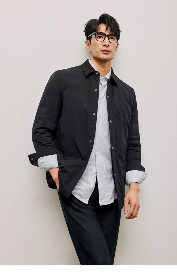 Armani 阿玛尼2025最爆翻领羽绒服鹅绒服；二色齐发；锦纶氨纶纤维高弹面料，抗邹柔顺，垂感十足，防