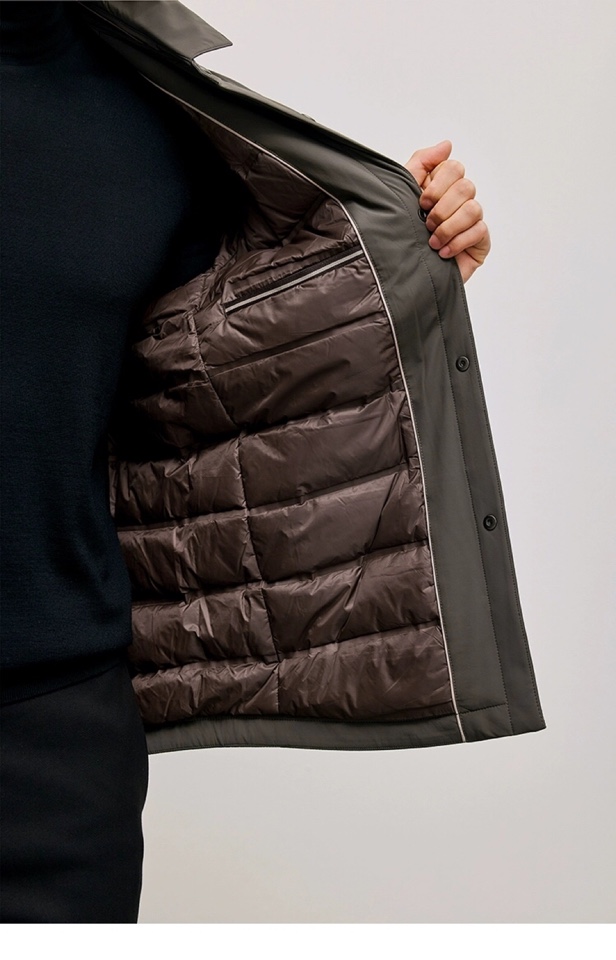 Armani 阿玛尼2025最爆翻领羽绒服鹅绒服；二色齐发；锦纶氨纶纤维高弹面料，抗邹柔顺，垂感十足，防