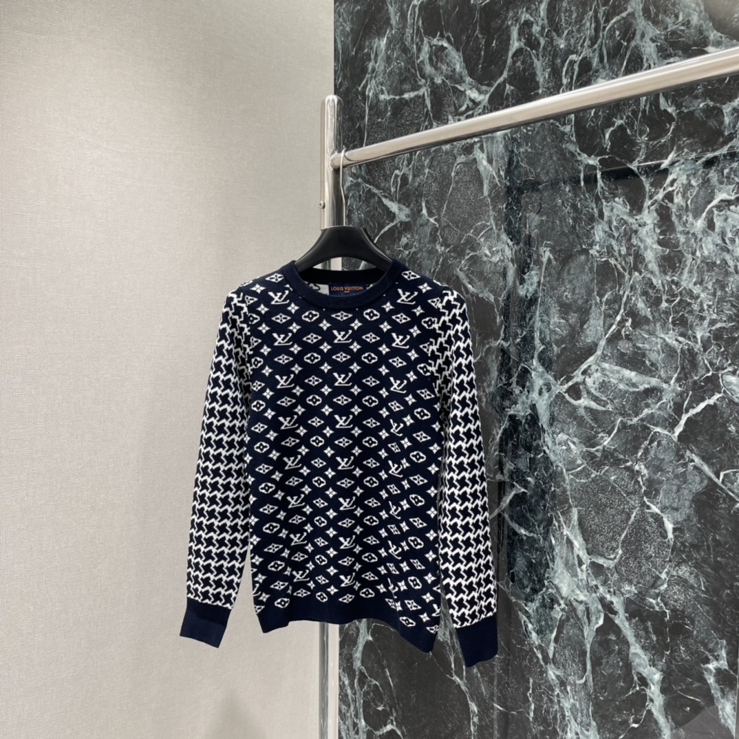 路易 25秋冬新款 提花针织长袖 经典老花图案+蜂窝提花低调又有质感 贴身剪裁勾勒身形 日常通勤或轻社交