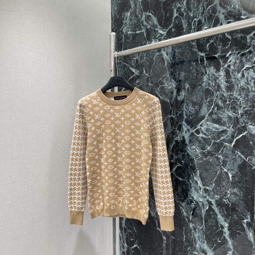 路易 25秋冬新款 提花针织长袖 经典老花图案+蜂窝提花低调又有质感 贴身剪裁勾勒身形 日常通勤或轻社交