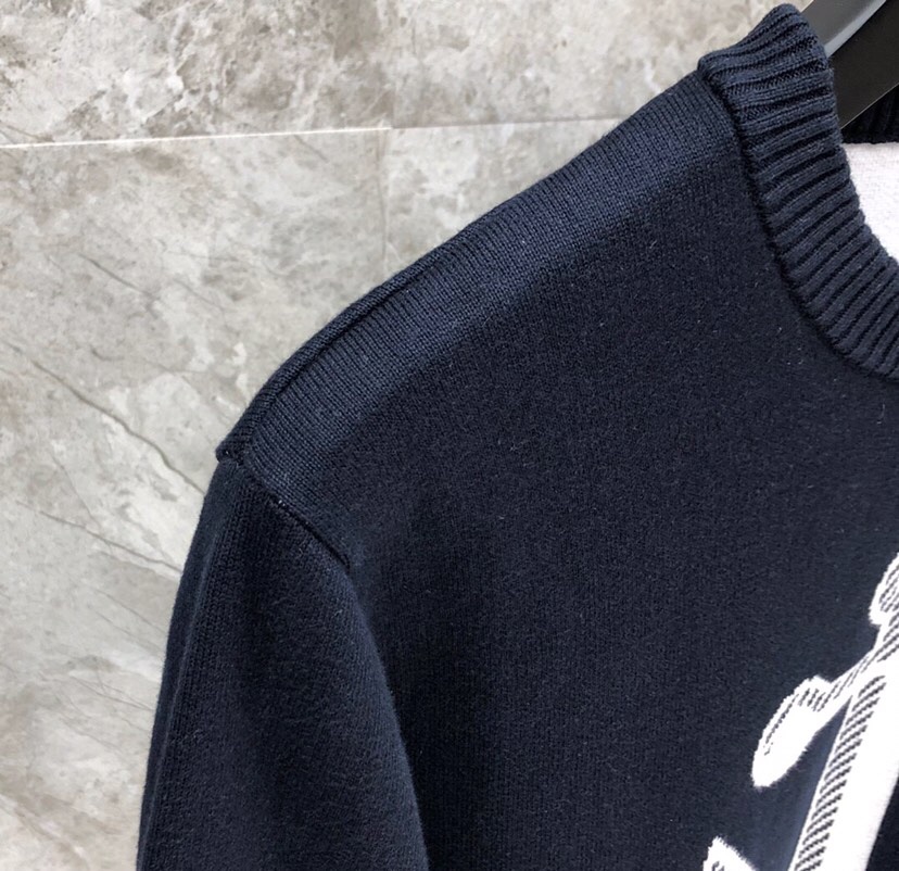 THOM BROWNE 汤姆布朗 TB对版精密加厚双层提花船锚圆领毛衣 男女同款情侣款毛衣\n码数：1-