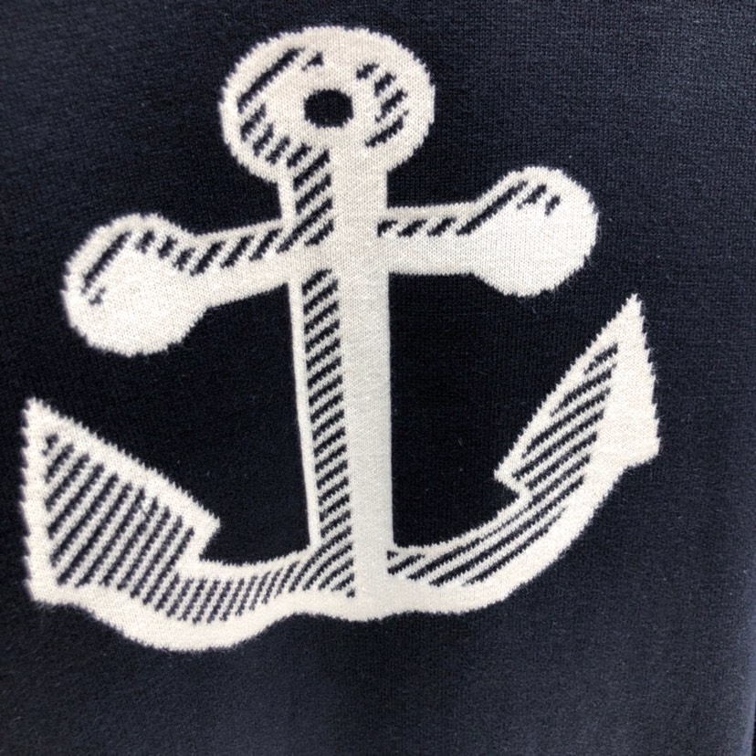 THOM BROWNE 汤姆布朗 TB对版精密加厚双层提花船锚圆领毛衣 男女同款情侣款毛衣\n码数：1-