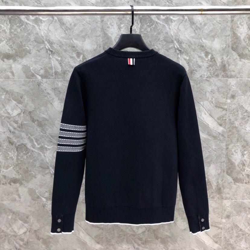 THOM BROWNE 汤姆布朗 TB对版精密加厚双层提花船锚圆领毛衣 男女同款情侣款毛衣\n码数：1-