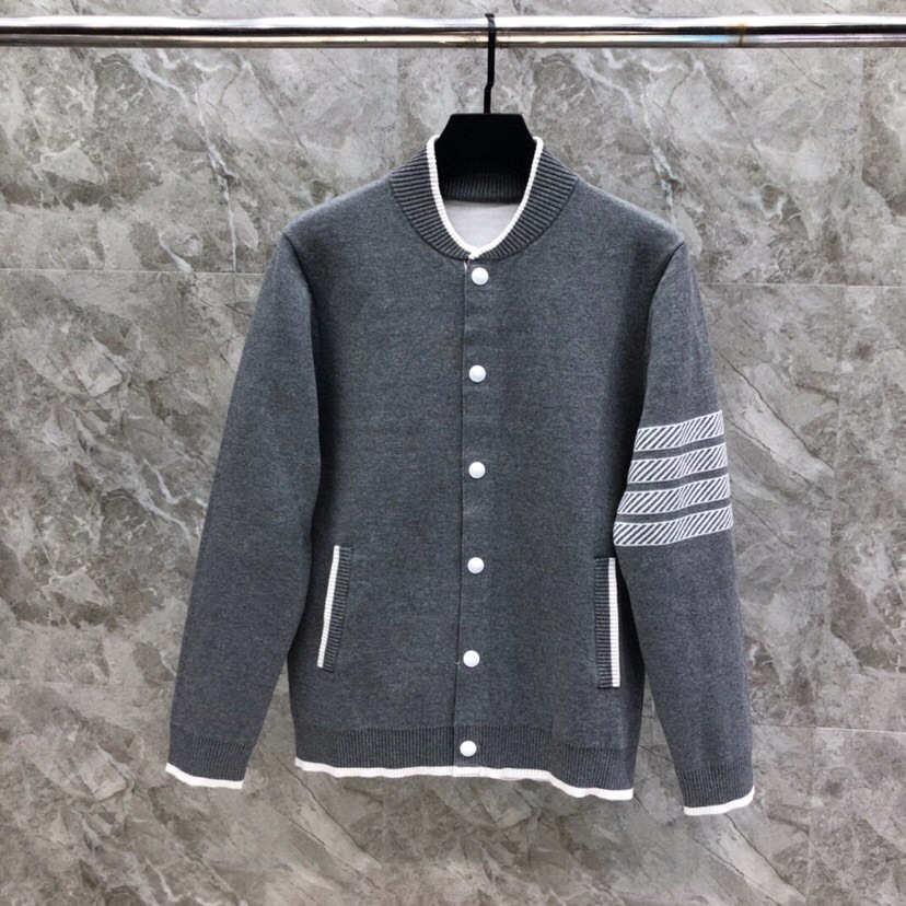 THOM BROWNE 汤姆布朗 TB后背船锚⚓️夹克外套 情侣款棒球领开衫\n码数：1-4 颜色：灰色