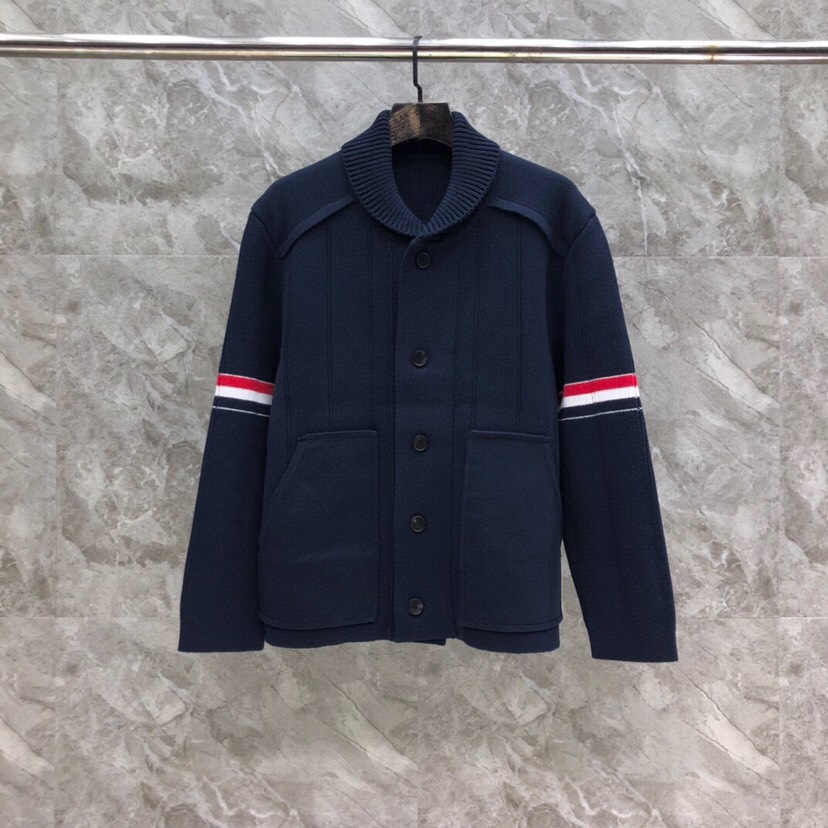 THOM BROWNE 汤姆布朗 TB重工拼接竖条双织外套夹克大衣 针织夹克外套 男女同款情侣款\n码数