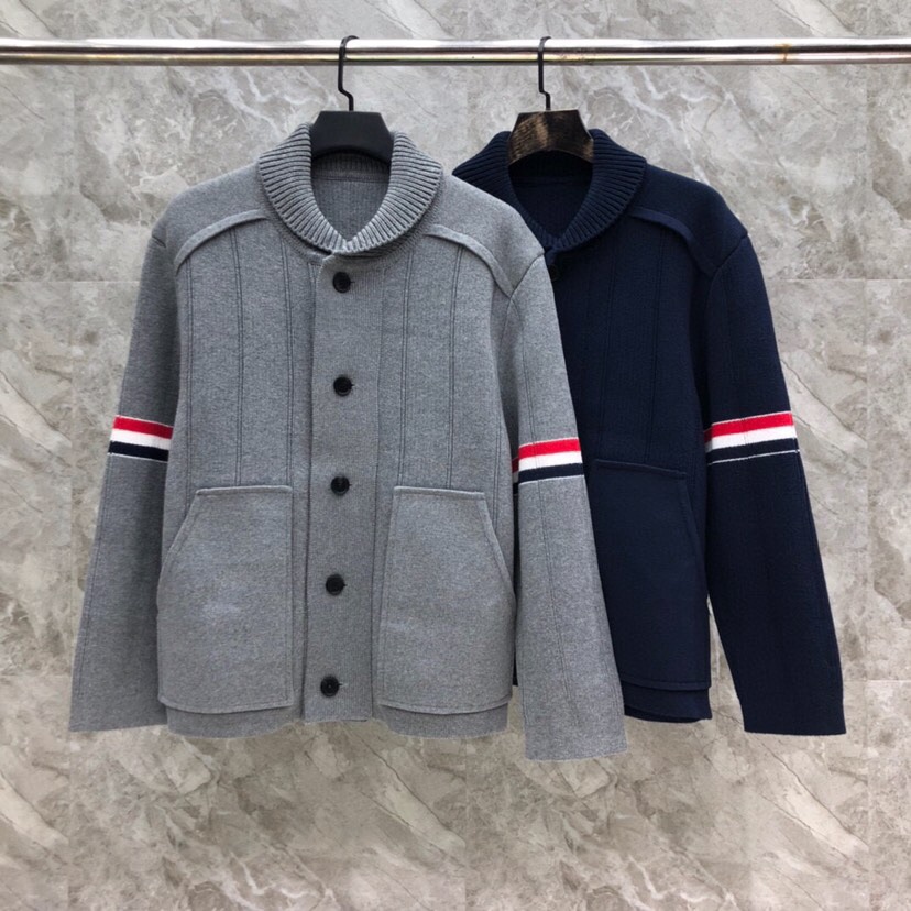 THOM BROWNE 汤姆布朗 TB重工拼接竖条双织外套夹克大衣 针织夹克外套 男女同款情侣款\n码数