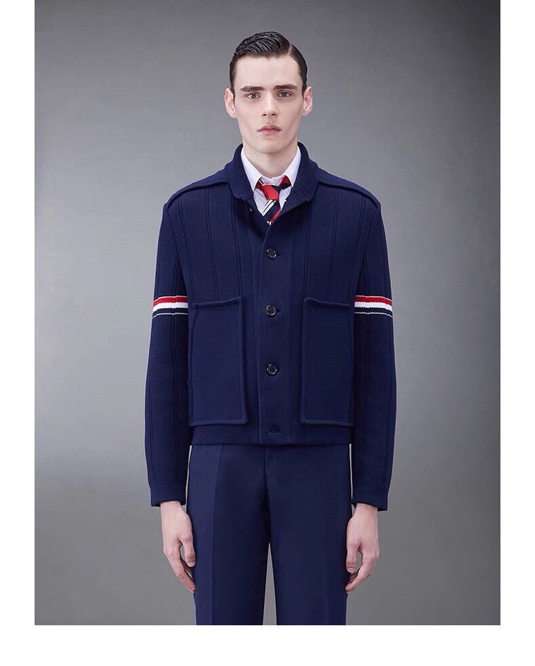 THOM BROWNE 汤姆布朗 TB重工拼接竖条双织外套夹克大衣 针织夹克外套 男女同款情侣款\n码数