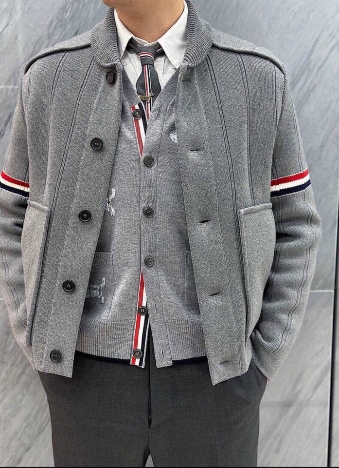 THOM BROWNE 汤姆布朗 TB重工拼接竖条双织外套夹克大衣 针织夹克外套 男女同款情侣款\n码数